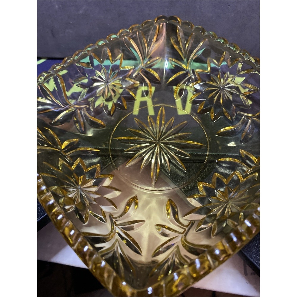 Vintage Hazel-Atlas Prism Amber Glass Scalloped Edge Dish 6 1/2 Square B1